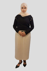 Aiza Pleated High Waisted Midi-Skirt - MODESTY MUSLIMAH