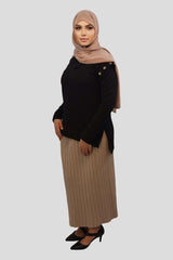 Aiza Pleated High Waisted Midi-Skirt - MODESTY MUSLIMAH