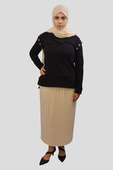 Aiza Pleated High Waisted Midi-Skirt - MODESTY MUSLIMAH