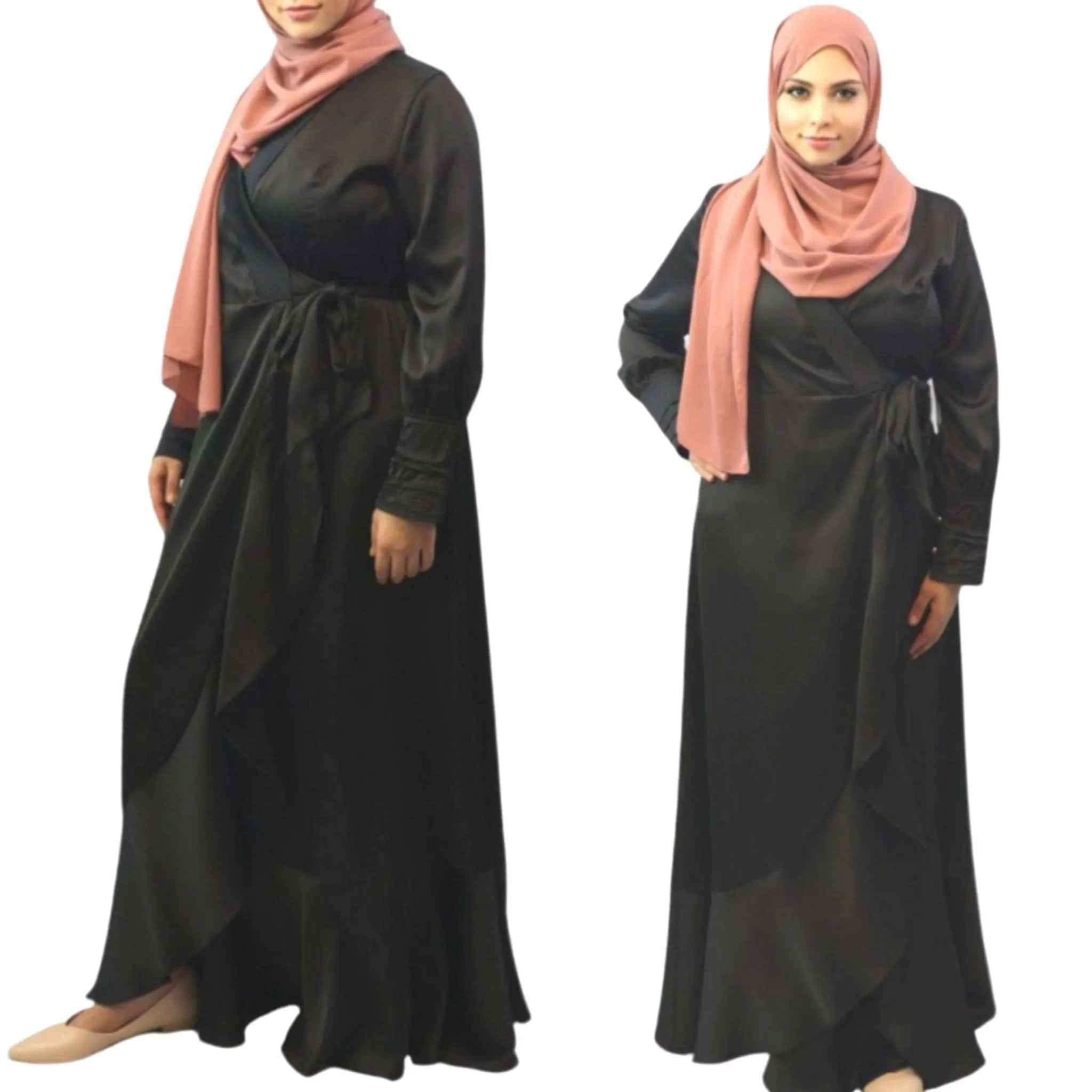 Amara Wrap Front Satin Maxi Dress – Elegant Modest Evening Dress
