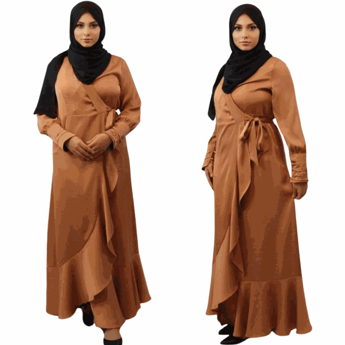 Amara Wrap Front Satin Maxi Dress – Your Perfect Elegant Modest Evening Dress - MODESTY MUSLIMAH