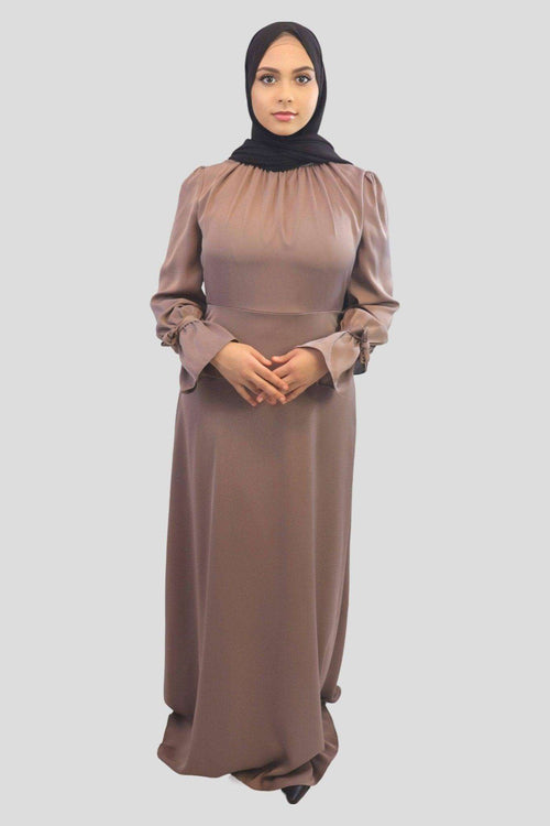 Amna Satin Tied Cuffs Maxi - MODESTY MUSLIMAH