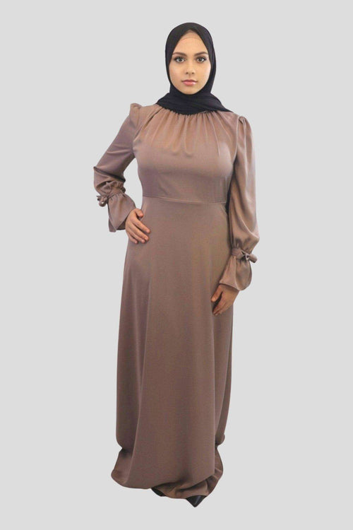 Amna Satin Tied Cuffs Maxi - MODESTY MUSLIMAH