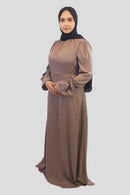 Amna Satin Tied Cuffs Maxi - MODESTY MUSLIMAH