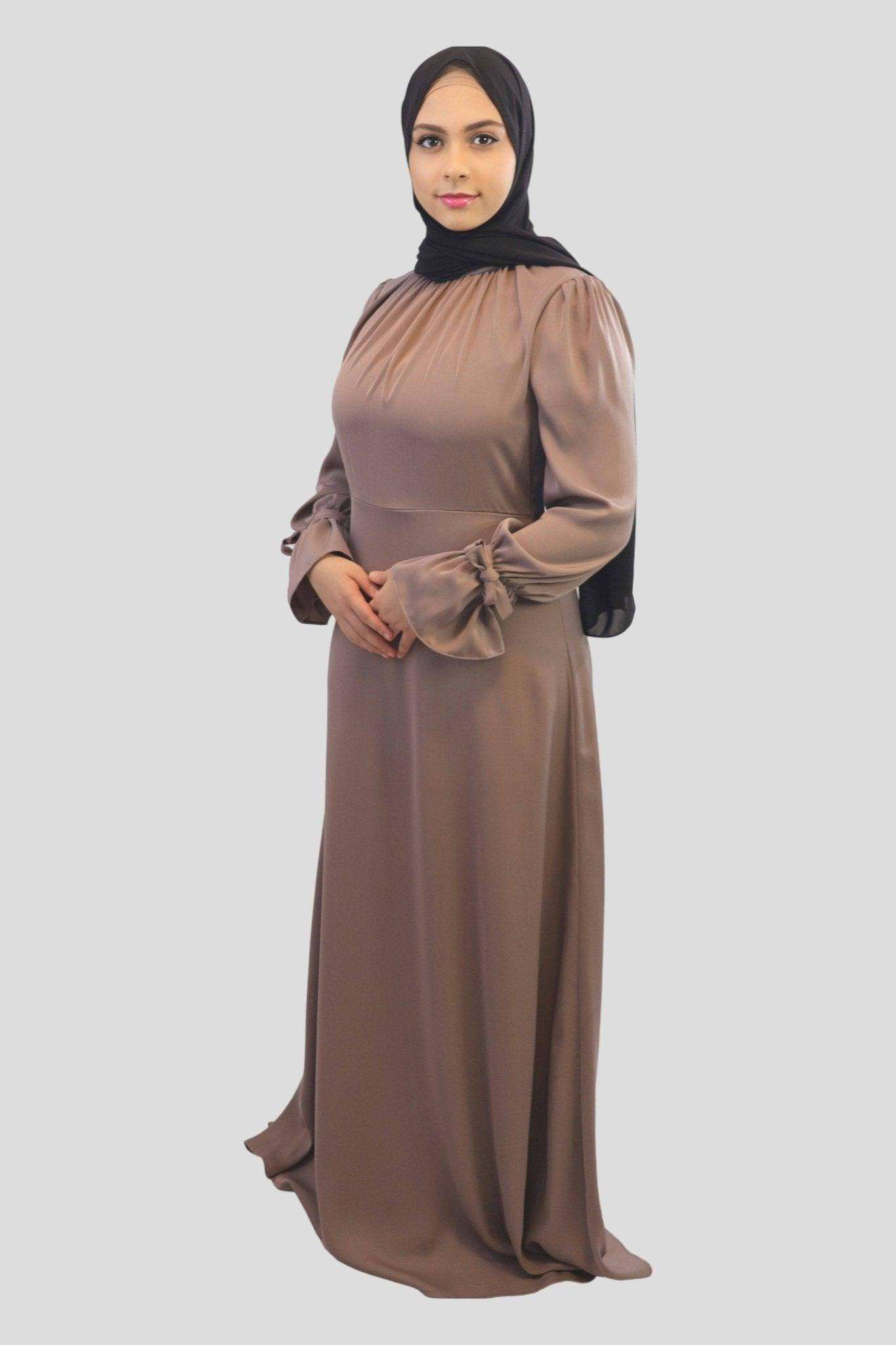 Amna Satin Tied Cuffs Maxi - MODESTY MUSLIMAH