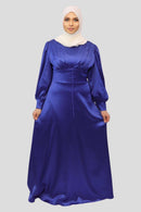 Blue Asma Satin Maxi Dress - MODESTY MUSLIMAH