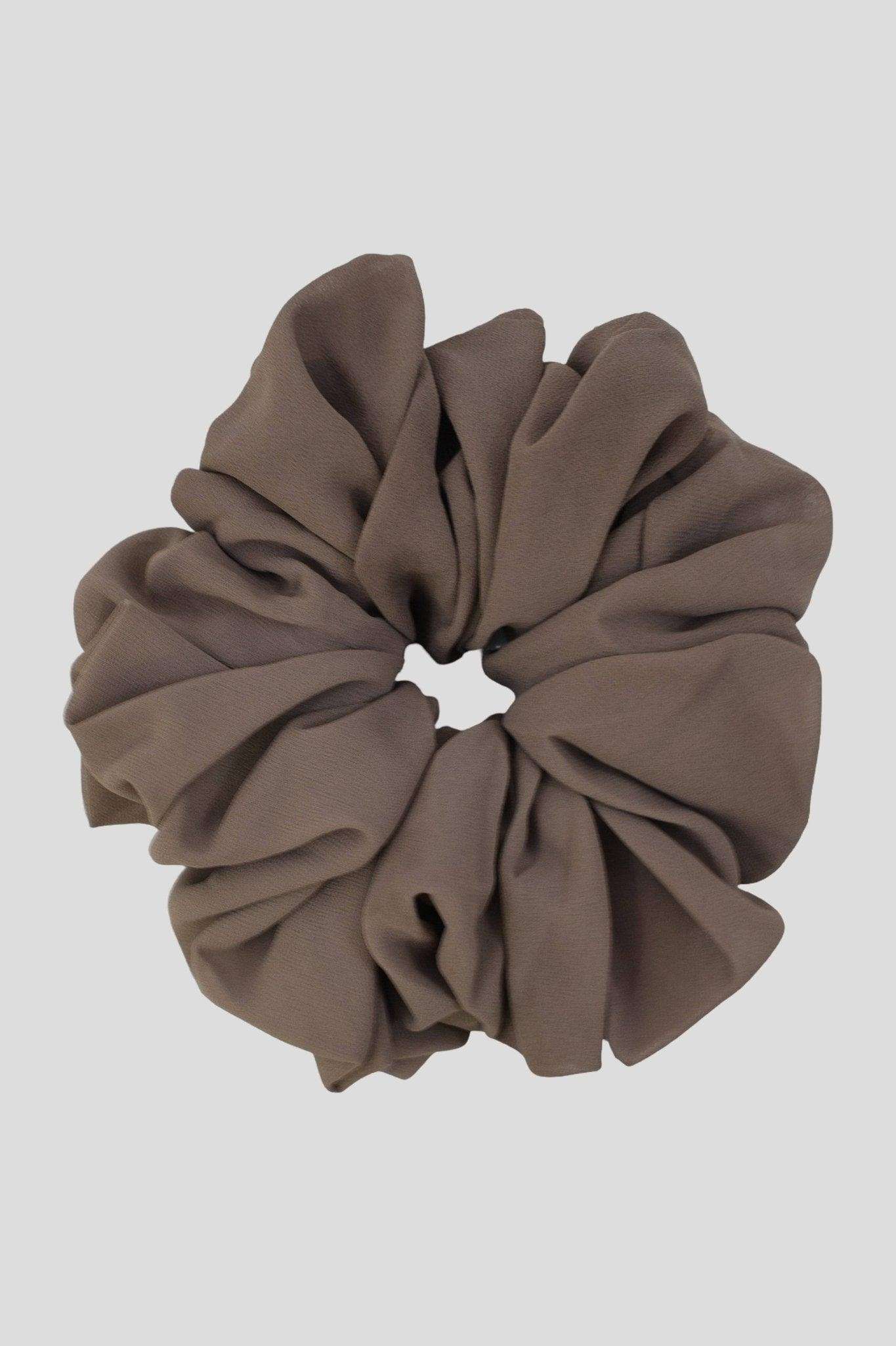 Chiffon Volumizing Scrunchie in Deep Taupe