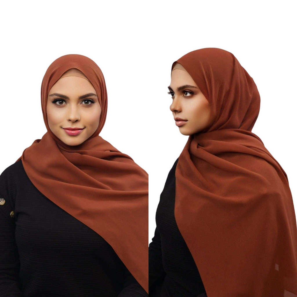 Earth Lux Chiffon Premium Essential Hijabs - Pearl copper