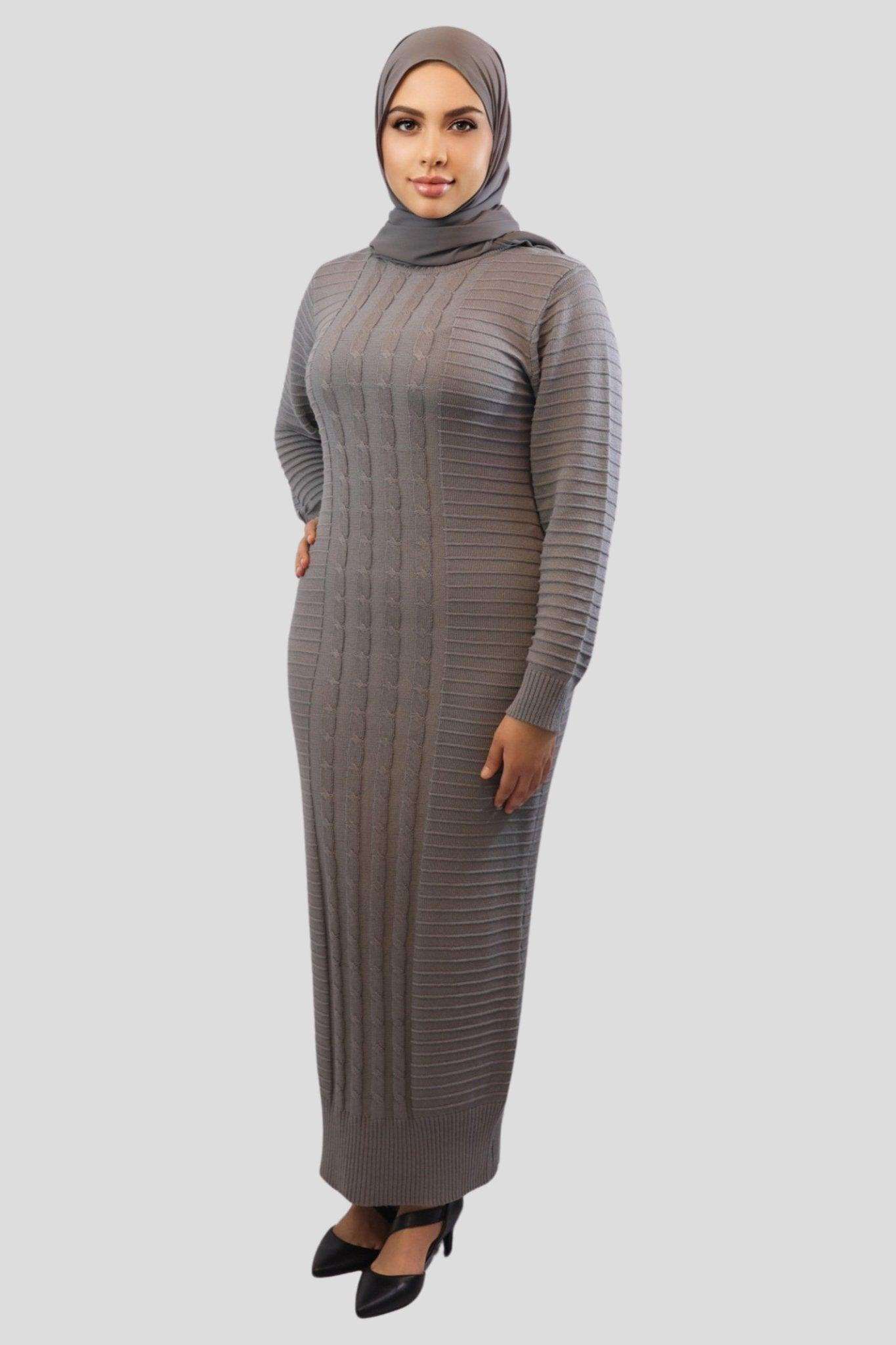Experience Comfort and Style with the Fareeha Floor Length Sweater Dress