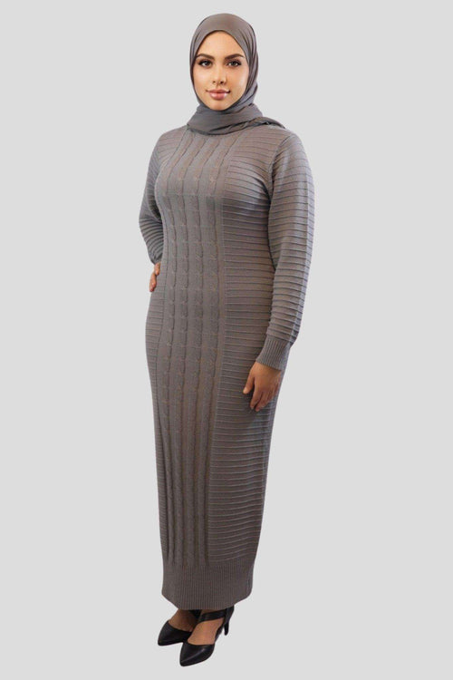 Fareeha Floor length Sweater knitted Dress - MODESTY MUSLIMAH