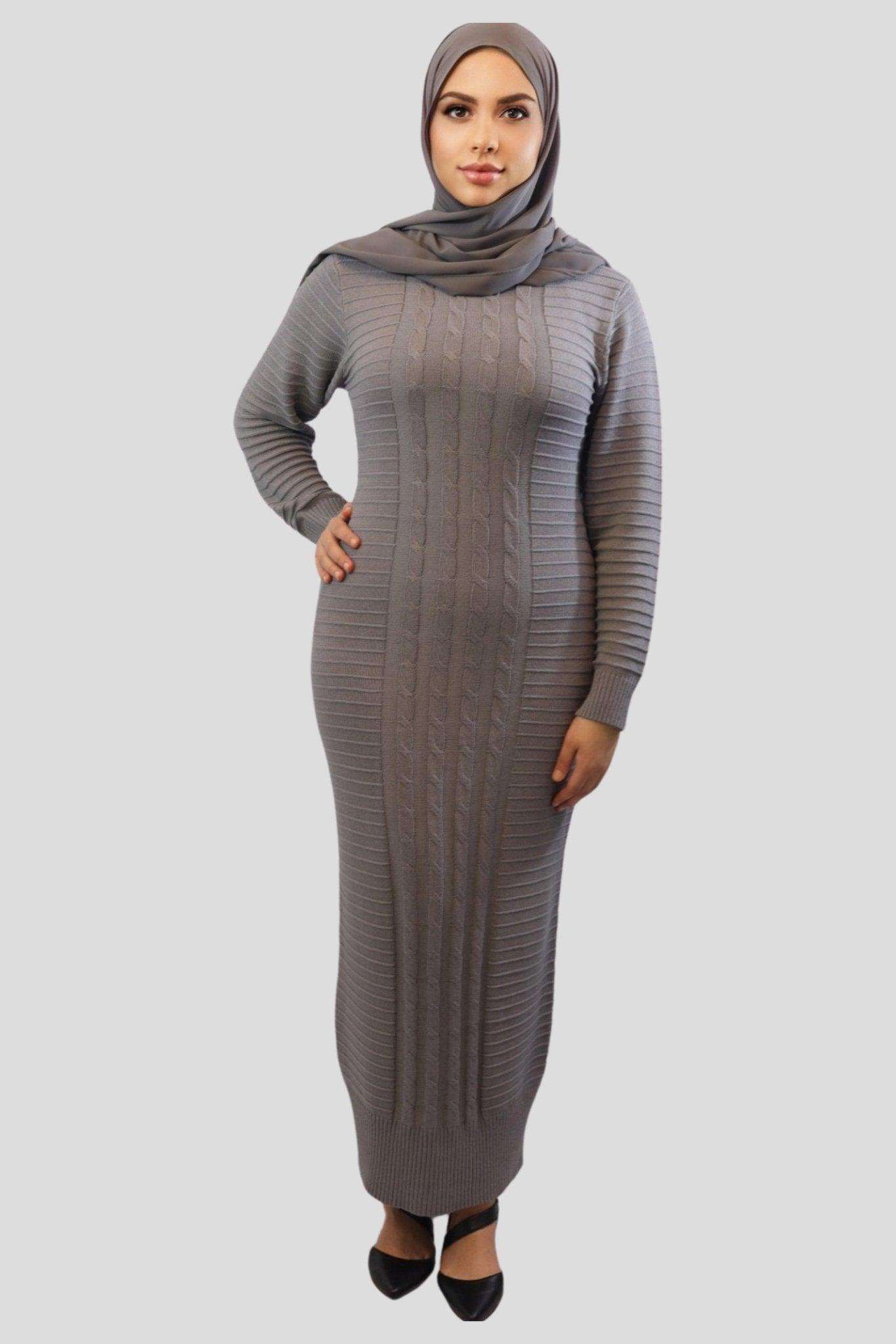 Fareeha Floor length Sweater knitted Dress - MODESTY MUSLIMAH