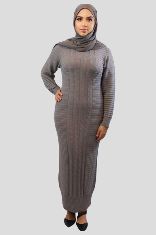 Fareeha Floor length Sweater knitted Dress - MODESTY MUSLIMAH