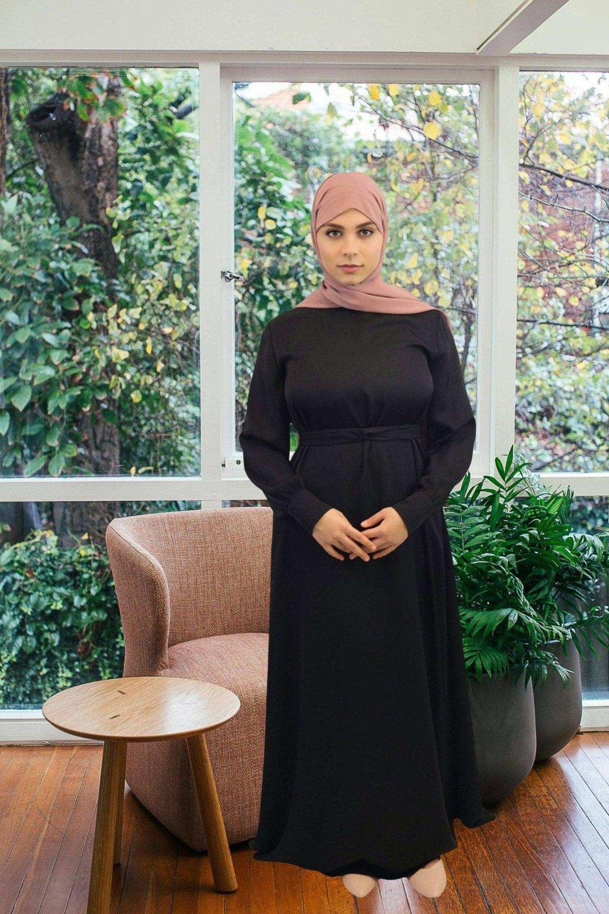 Stylish Modest Black Abaya - Fatima Solid Maxi Dress for Effortless Elegance