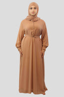 Grace Button Front Chiffon Dress and a Free Matching Chiffon Hijab - MODESTY MUSLIMAH