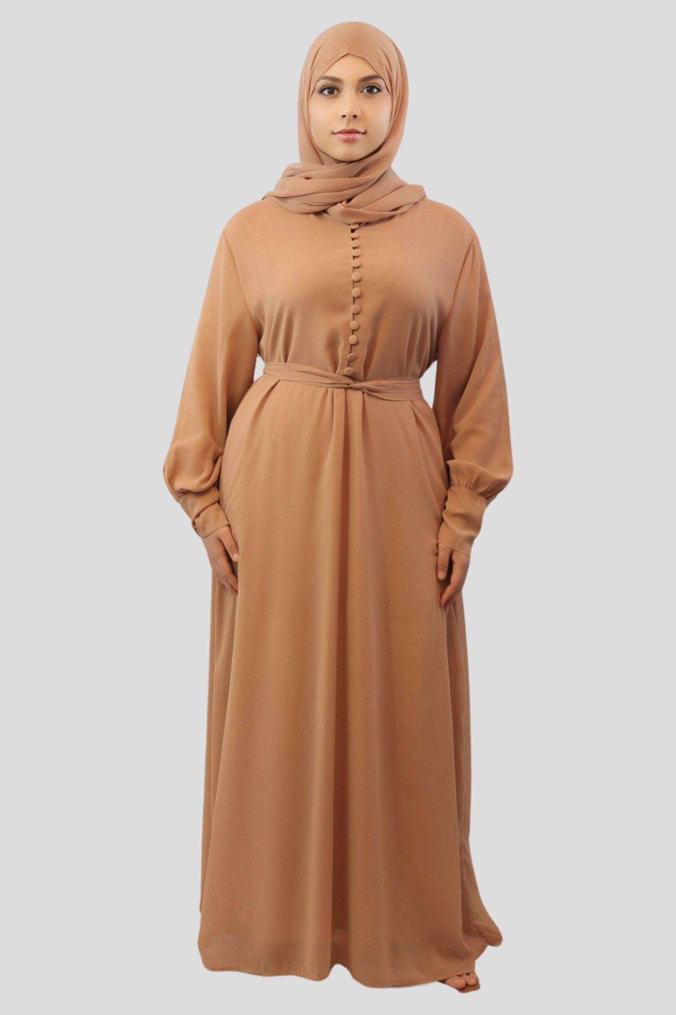 Grace Button Front Chiffon Dress and a Free Matching Chiffon Hijab - MODESTY MUSLIMAH