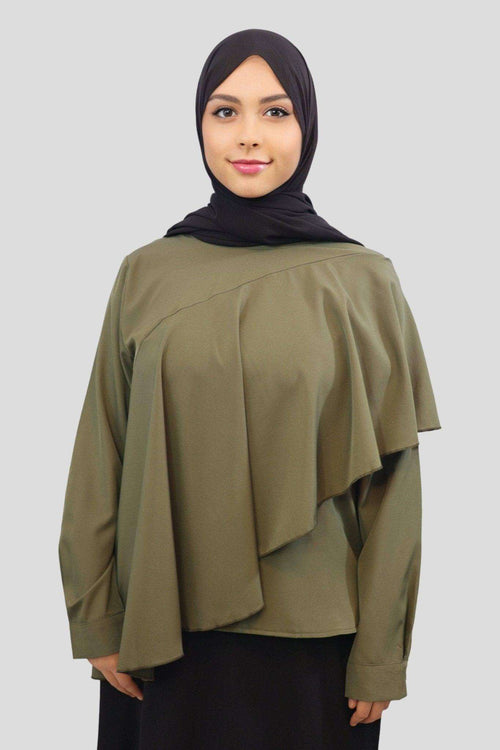 Hafsa Ruffled Hip Length Tunic - MODESTY MUSLIMAH