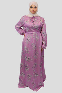 Hareem Floral Elegance Satin Dress - Your Go-To Satin Floral Dress for Every Occasion