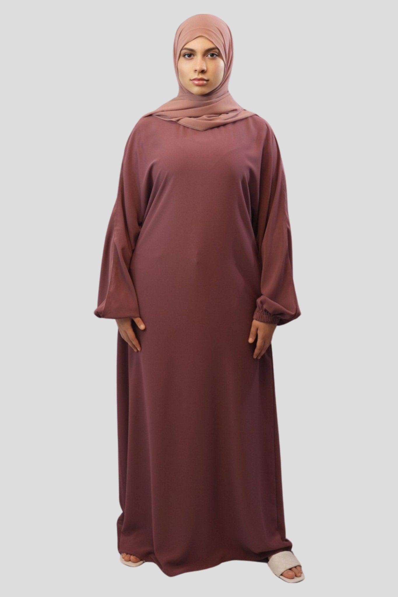 Burgundy dress abaya Elastic Cuffed Abaya - MODESTY MUSLIMAH