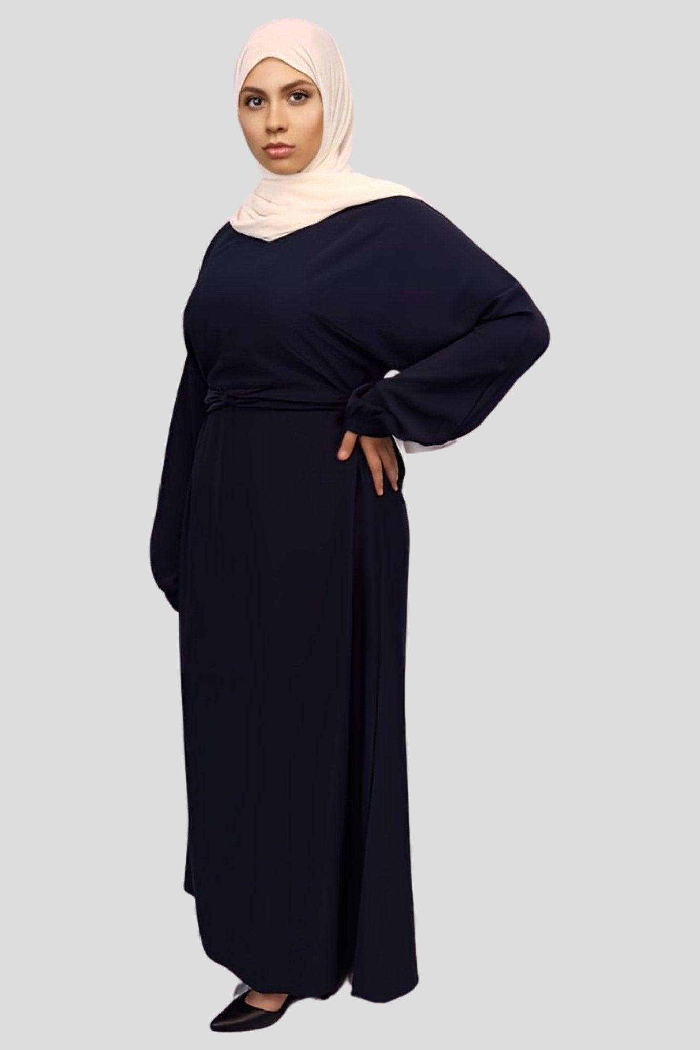 Black dress abaya Nida Elastic Cuffed Abaya - MODESTY MUSLIMAH