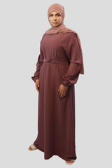 Burgundy dress abaya Elastic Cuffed Abaya - MODESTY MUSLIMAH