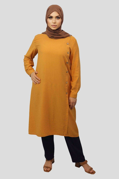 Madiha Midi Tunic Button Shirtdress - MODESTY MUSLIMAH
