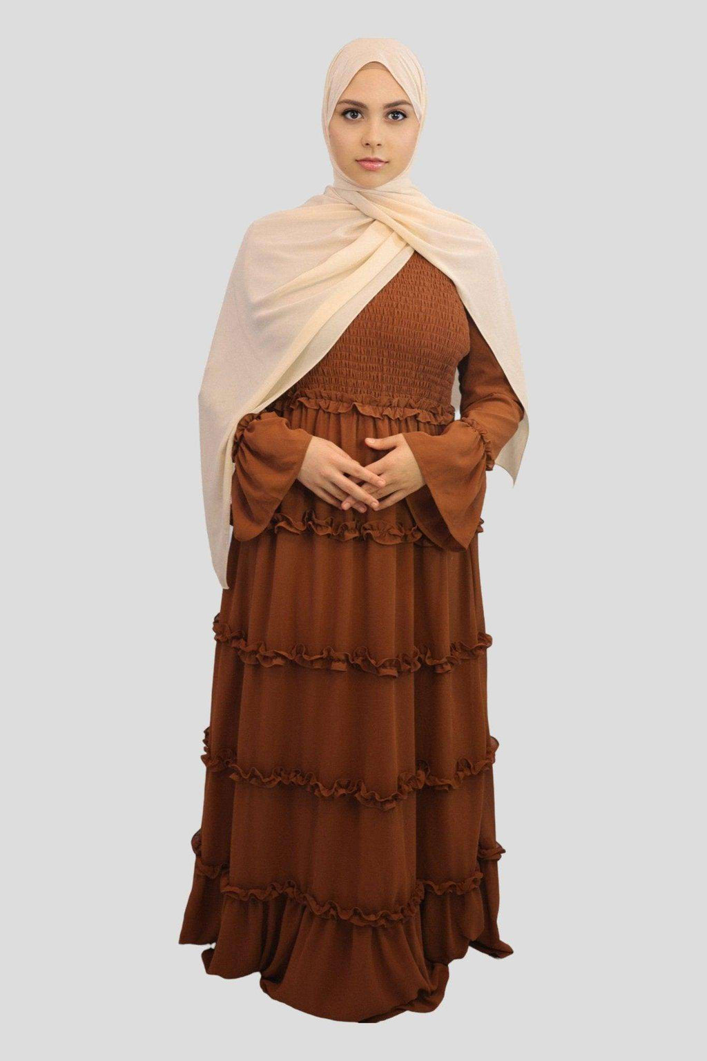 Malikah Fully Lined Chiffon Maxi Dress - MODESTY MUSLIMAH