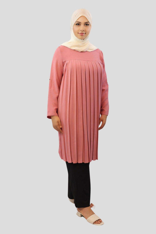 Naila Long Sleeved Pleated Tunic - MODESTY MUSLIMAH