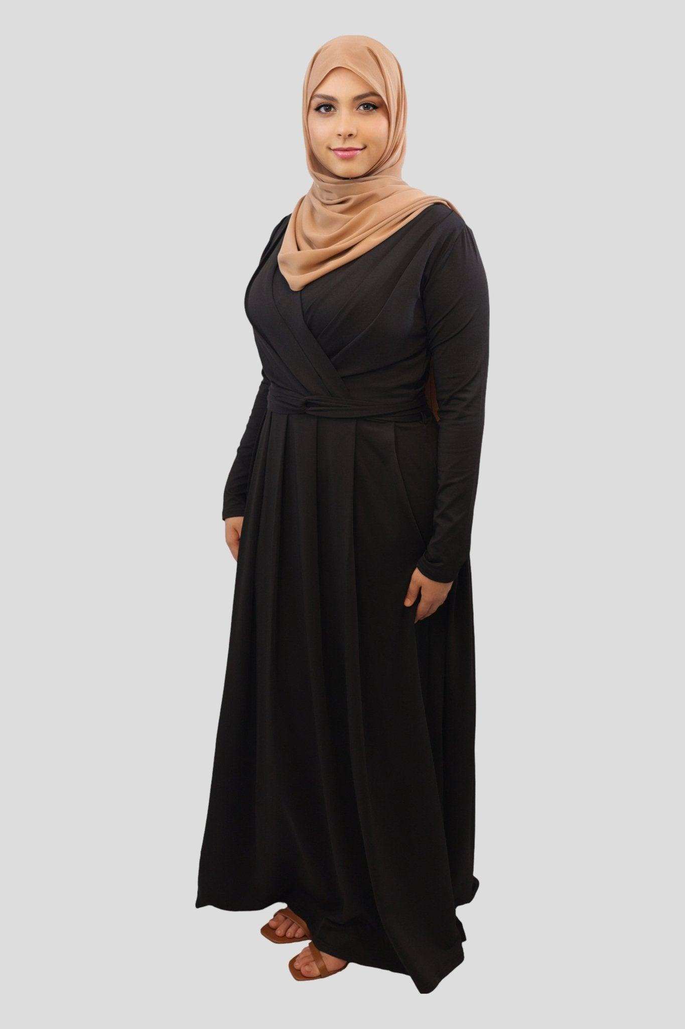 Naira Pleated Detail Nida Modest Dress - MODESTY MUSLIMAH