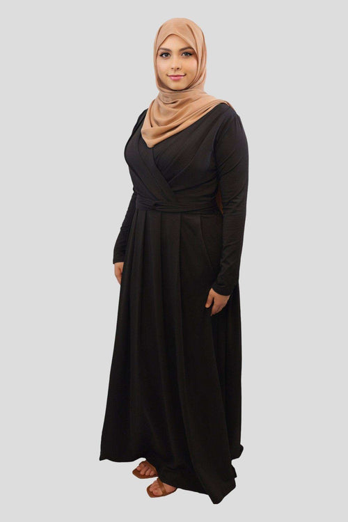 Naira Pleated Detail Nida Modest Dress - MODESTY MUSLIMAH