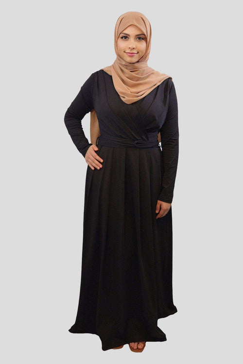 Naira Pleated Detail Nida Modest Dress - MODESTY MUSLIMAH