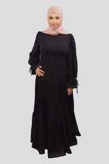 Nasma Black Chiffon Laced Maxi - MODESTY MUSLIMAH