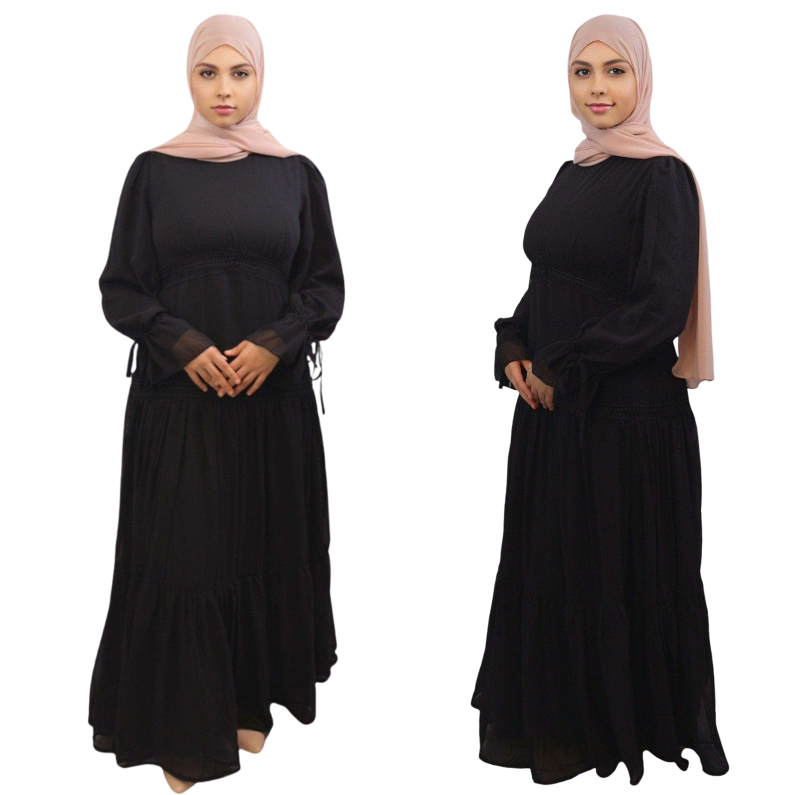 Elevate Your Style with the Elegant Black Maxi Dress - Nasma Black Tiered Chiffon Lace Maxi Dress
