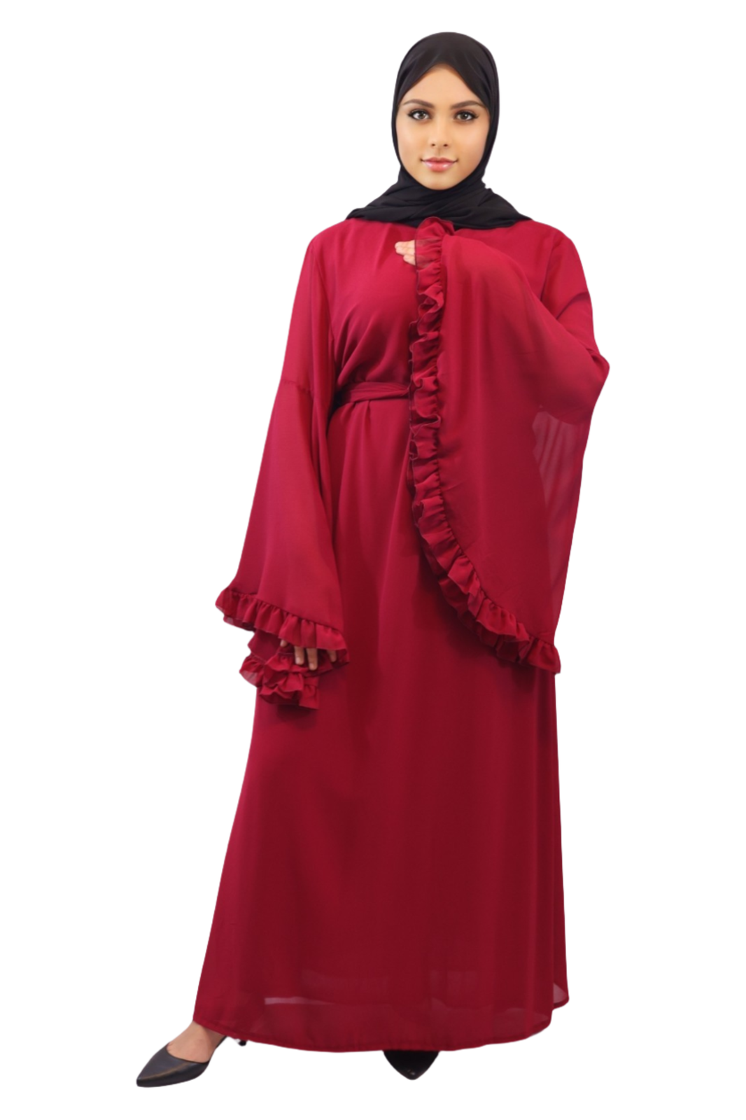 Chiffon Maxi Dress - Effortless Elegance with Ruffled Sleeves