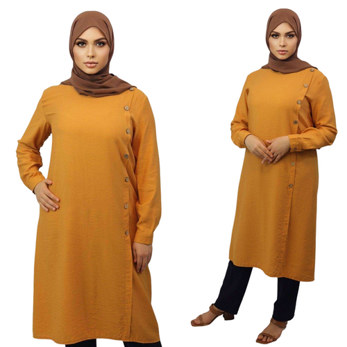 Madiha Midi Tunic Button Shirtdress