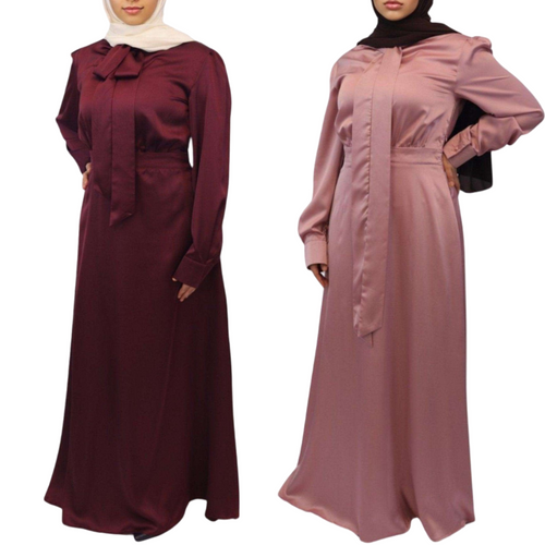 Zina Satin Neck Tied Dress