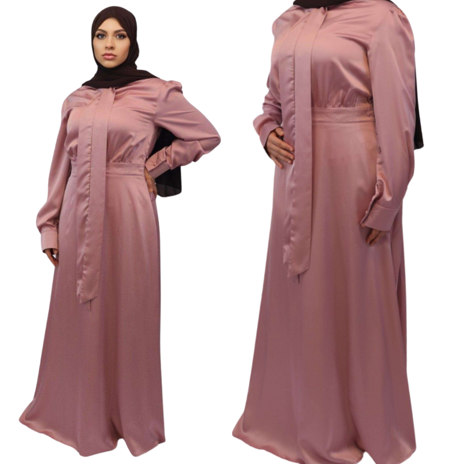 Elevate Your Elegance with the Zina Satin Neck Tied Dress