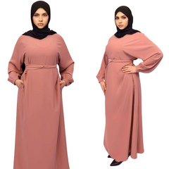 Khadijah Nida Elastic Cuffed Abaya pinkfront side views Modesty Muslimah 