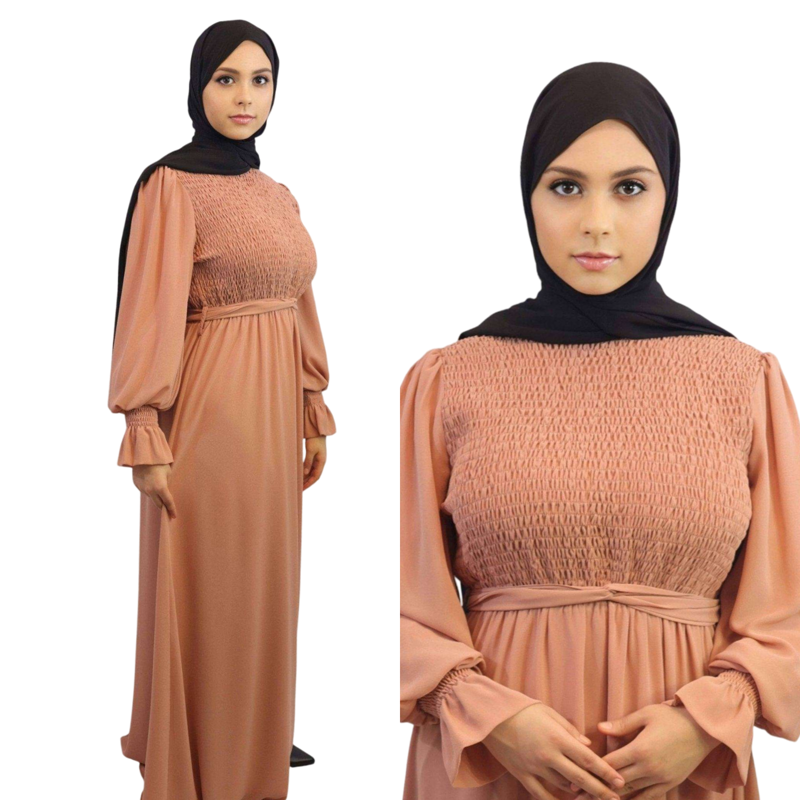 Chiffon Fully Lined Smocked Maxi Dress- Ameera