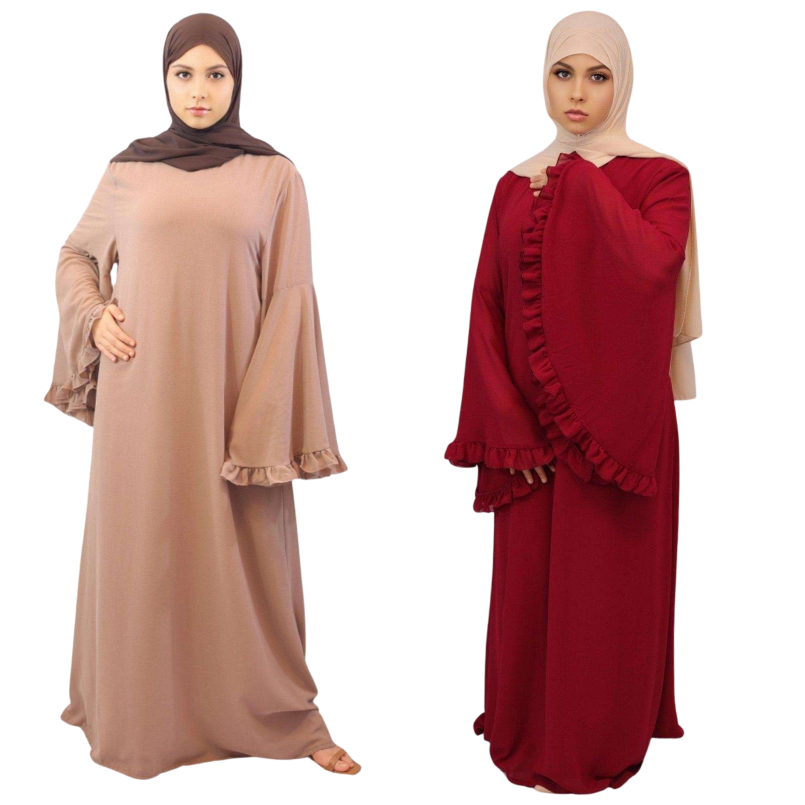 Chiffon Maxi Dress - Effortless Elegance with Ruffled Sleeves