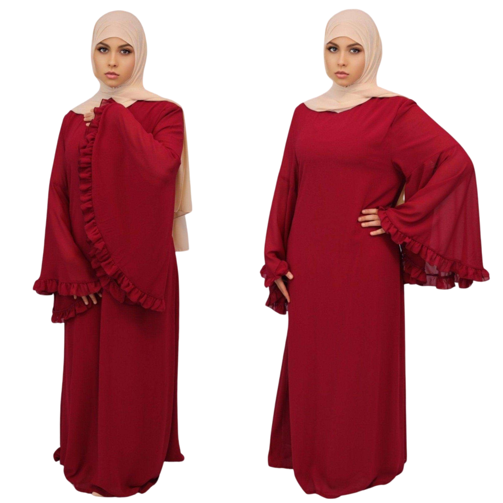 Elevate Your Style with Our Chiffon Lined Red Maxi Dress - Wafa