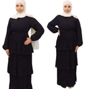 Elegant Pleated Layered Chiffon Black Maxi Dress - Maha, Ideal for Every Occasion