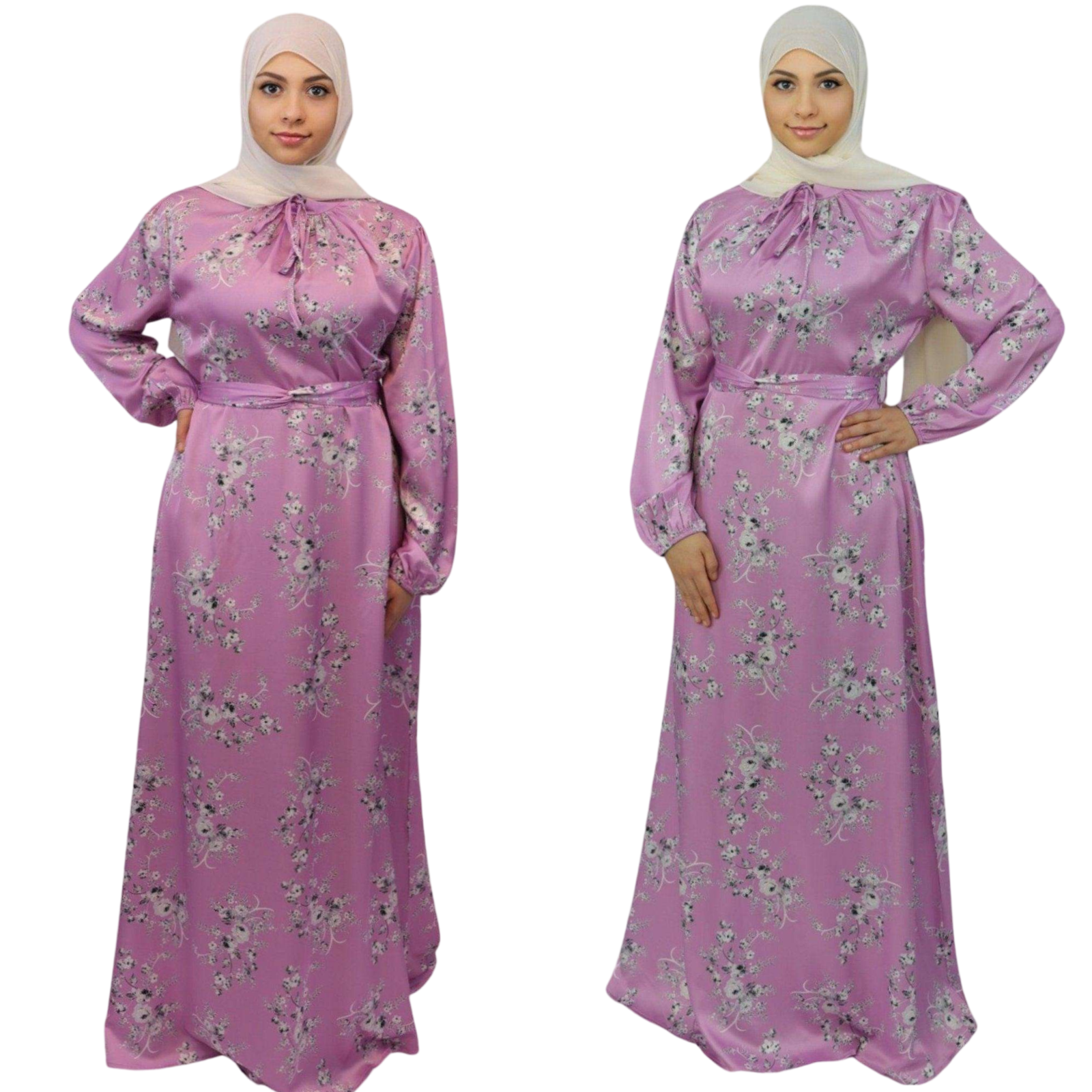 Hareem Floral Elegance Satin Dress