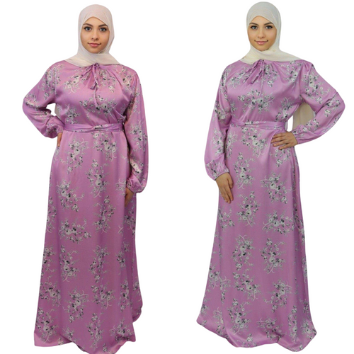 Hareem Floral Elegance Satin Dress