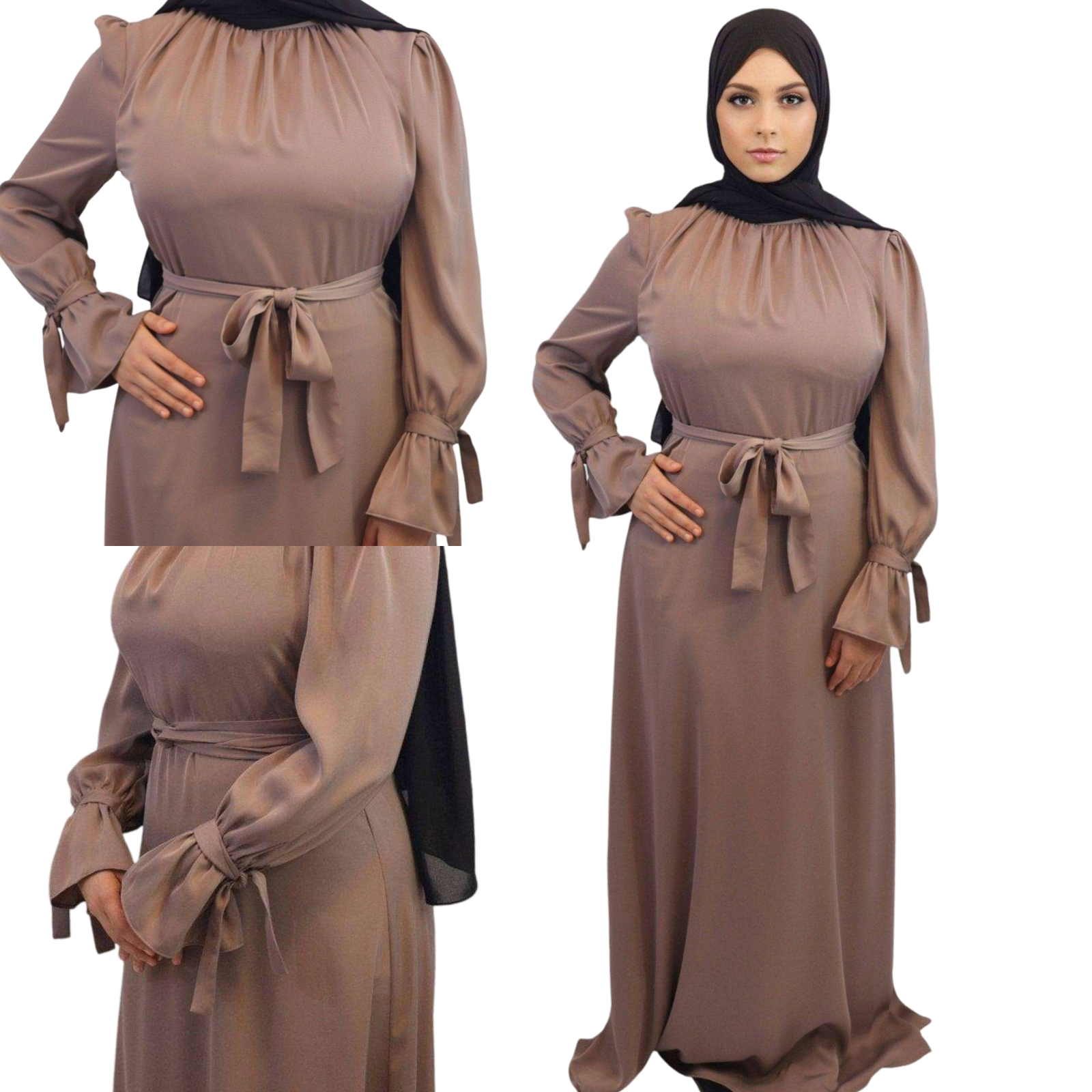 Elevate Your Elegance with the Deep Taupe Satin Maxi Dress