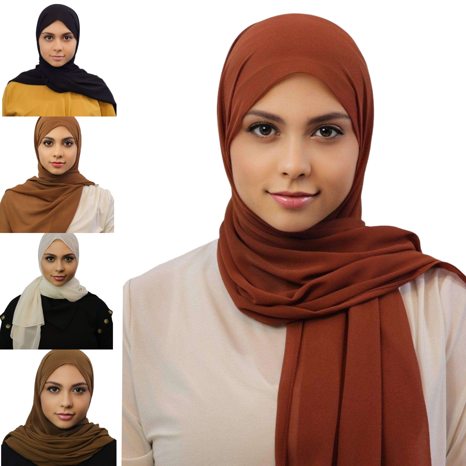 Serenity Essential Chiffon Hijabs - 7pc Gift Set E. 5 modesty muslimah front view