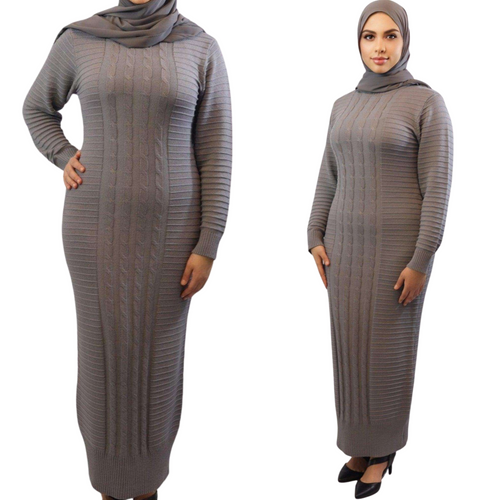 Experience Comfort and Style with the Fareeha Floor Length Sweater Dress