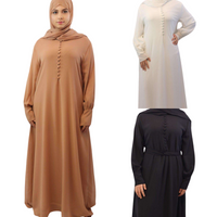 Grace Button Front Chiffon Dress and a Free Matching Chiffon Hijab brown, black, white Front views 