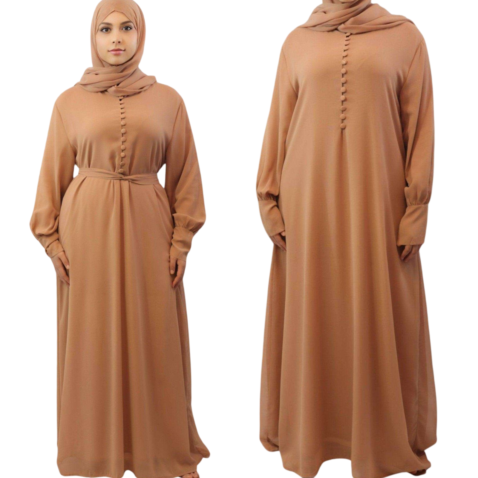 Elegant Modest Chiffon Maxi Dress with Matching Hijab - Pure Grace