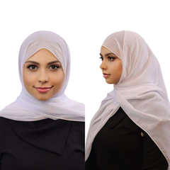 Chiffon hijab white front side view