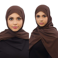 Chocolate brown Chiffon hijab front side view